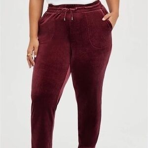 Torrid Pull On Relaxed Taper Velvet High Rise Pants sz 10